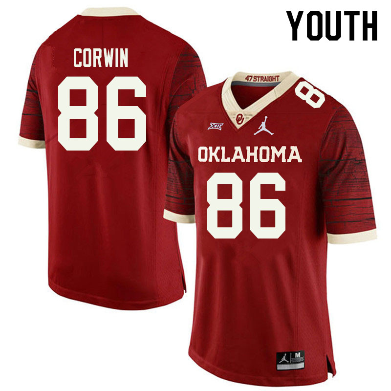 Jordan Brand Youth #86 Finn Corwin Oklahoma Sooners College Football Jerseys Sale-Retro